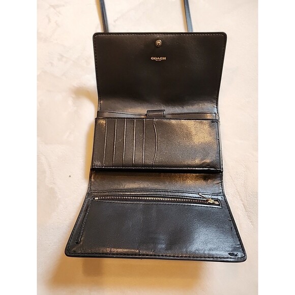 COACH BLACK LEATHER DOWNTOWN CLUTCH HANDBAG SHOULDER BAG Crossbody CONVERTIBLE - Picture 3 of 5